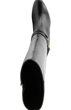 Bruno Magli Adriana Knee High Block Heel Leather Boot Black Outlet
