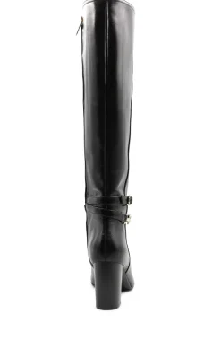 Bruno Magli Adriana Knee High Block Heel Leather Boot Black Outlet