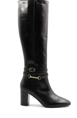 Bruno Magli Adriana Knee High Block Heel Leather Boot Black Outlet