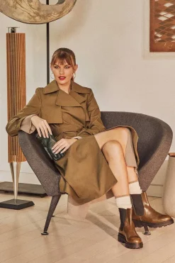 Bruno Magli Alma Chunky Leather Chelsea Boot Olive Online