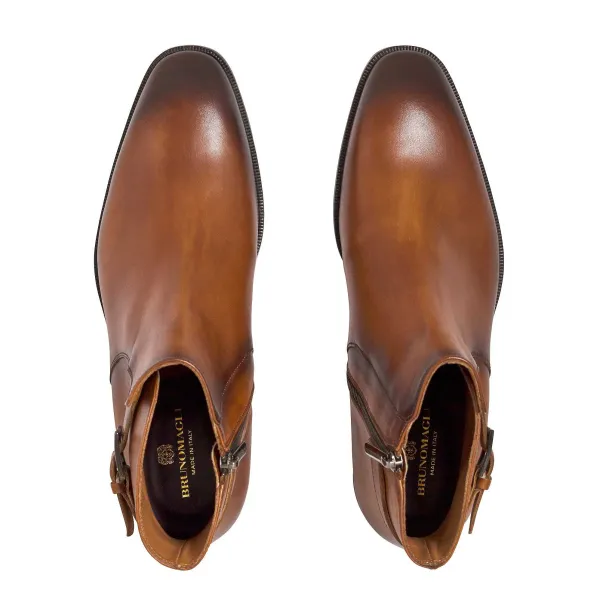 Bruno Magli Angiolini Leather Dress Boot Cognac Clearance