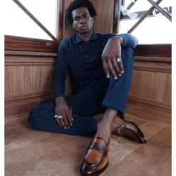 Bruno Magli Arezzo Burnished Penny Loafer Cognac/Dark Brown Best