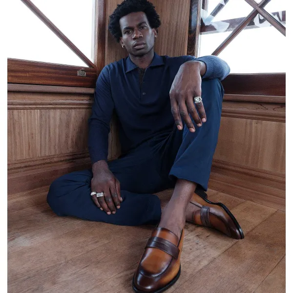 Bruno Magli Arezzo Burnished Penny Loafer Cognac/Dark Brown Best