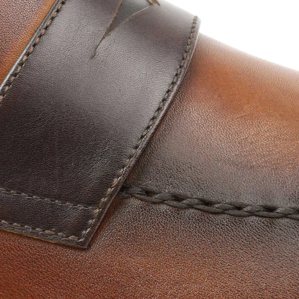 Bruno Magli Arezzo Burnished Penny Loafer Cognac/Dark Brown Best