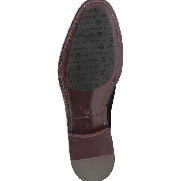 Bruno Magli Arezzo Burnished Penny Loafer Black/Dark Grey Sale