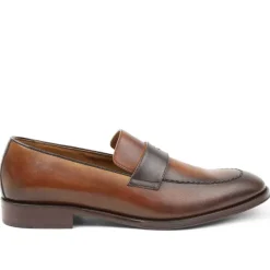 Bruno Magli Arezzo Burnished Penny Loafer Cognac/Dark Brown