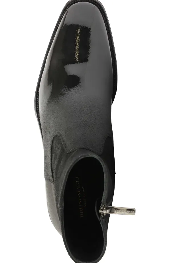 Bruno Magli Armando Patent Ombre Suede Zip Boot - Black Black Suede/Patent Outlet