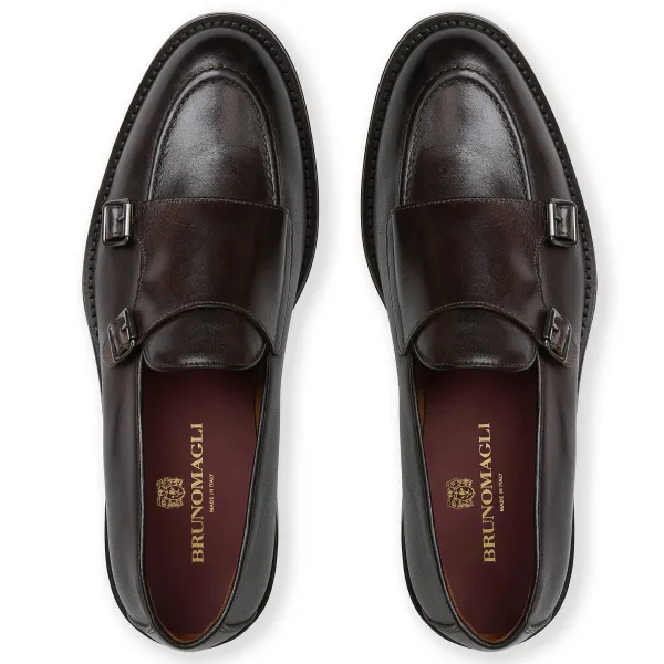 Bruno Magli Biagio Double Monk Slip On Loafer Leather Brown Discount