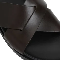 Bruno Magli Bologna Double Strap Sandal Leather Dark Brown Clearance