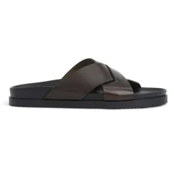 Bruno Magli Bologna Double Strap Sandal Leather Dark Brown Clearance