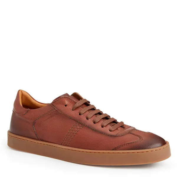 Bruno Magli Bono Leather Lace-Up Sneaker-Cognac Cognac Leather Sale