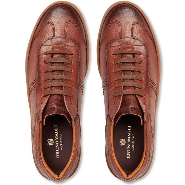 Bruno Magli Bono Leather Lace-Up Sneaker-Cognac Cognac Leather Sale