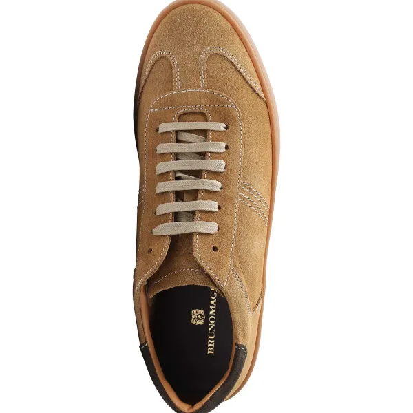 Bruno Magli Bono Suede Lace-Up Sneaker - Cognac Cognac Suede Outlet