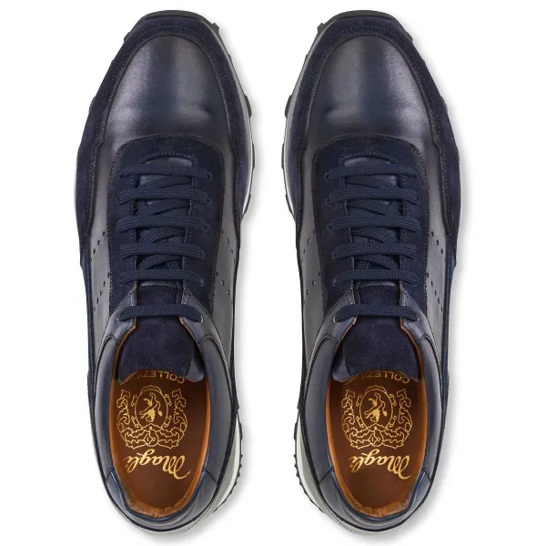 Bruno Magli Collezione Gallo Leather Jogger Sneaker Navy Best