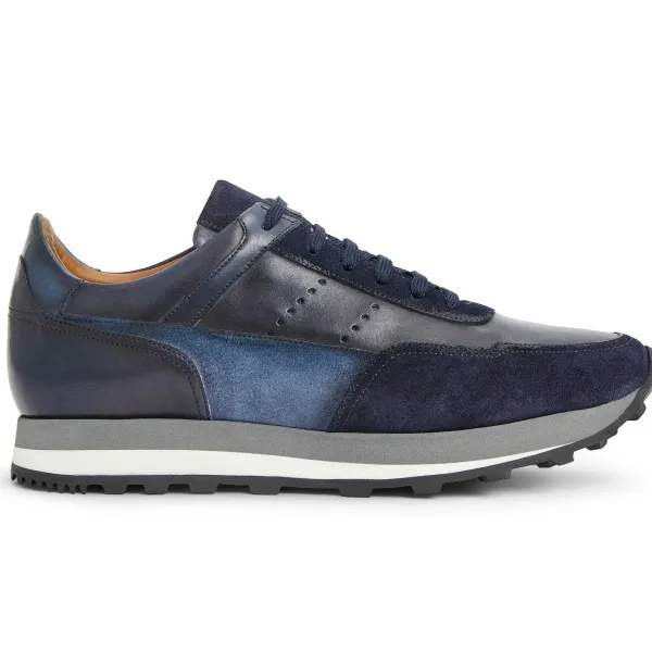 Bruno Magli Collezione Gallo Leather Jogger Sneaker Navy Best