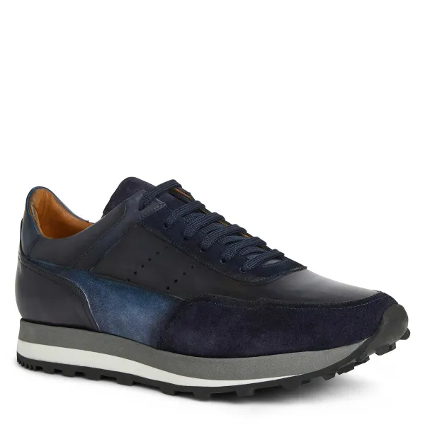 Bruno Magli Collezione Gallo Leather Jogger Sneaker Navy Best