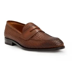 Bruno Magli Collezione Vesini Leather Slip-On Loafer Brown Woven New