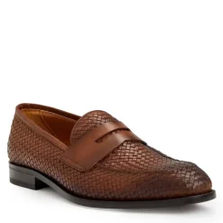 Bruno Magli Collezione Vesini Leather Slip-On Loafer Brown Woven New