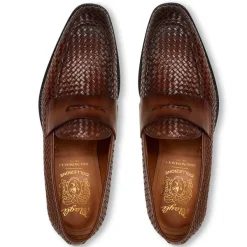 Bruno Magli Collezione Vesini Leather Slip-On Loafer Brown Woven New