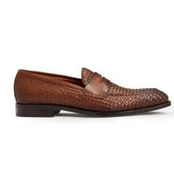 Bruno Magli Collezione Vesini Leather Slip-On Loafer Brown Woven New