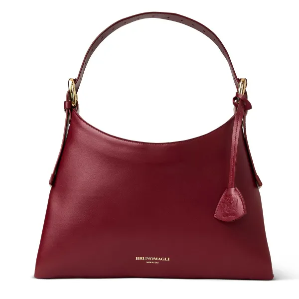 Bruno Magli Cora Mini Hobo Wine Nappa Leather Wine Leather Outlet