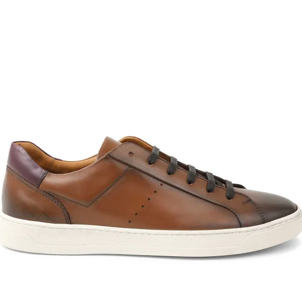 Bruno Magli Dante Lace-To-Toe Leather Sneaker Cognac Hot