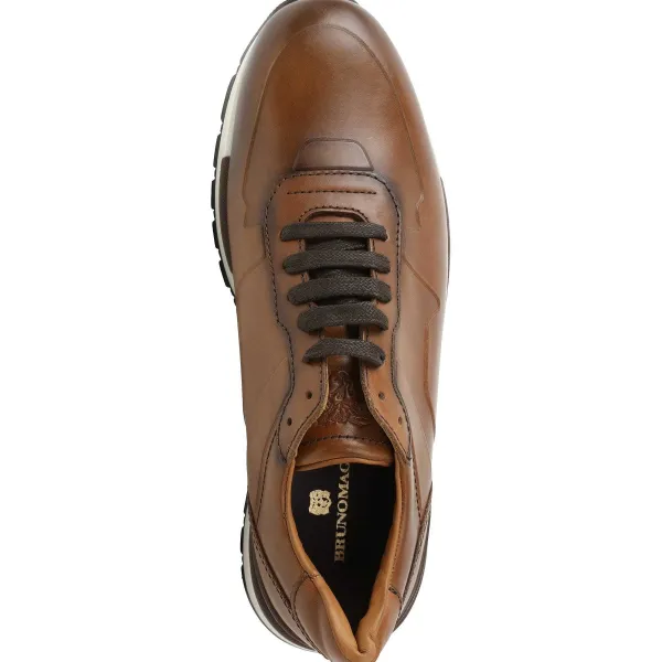 Bruno Magli Davio Hand-Burnished Leather Sneaker Cognac Leather Outlet