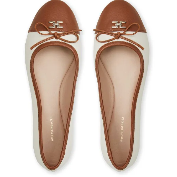 Bruno Magli Donatella Ballet Flat Brown/Cream Hot