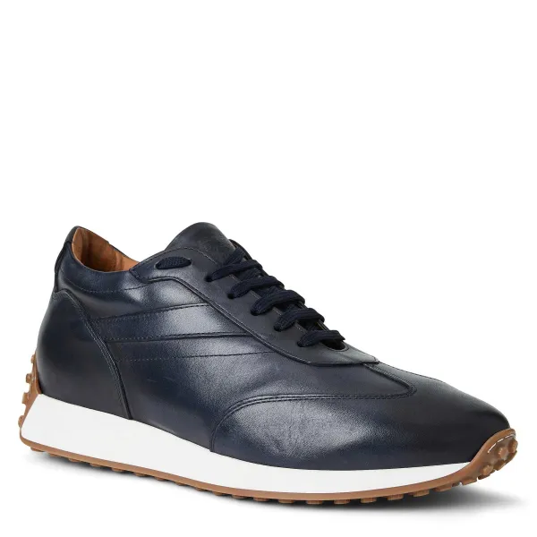Bruno Magli Duccio Mid Leather Jogger Sneaker Navy New