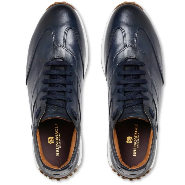Bruno Magli Duccio Mid Leather Jogger Sneaker Navy New