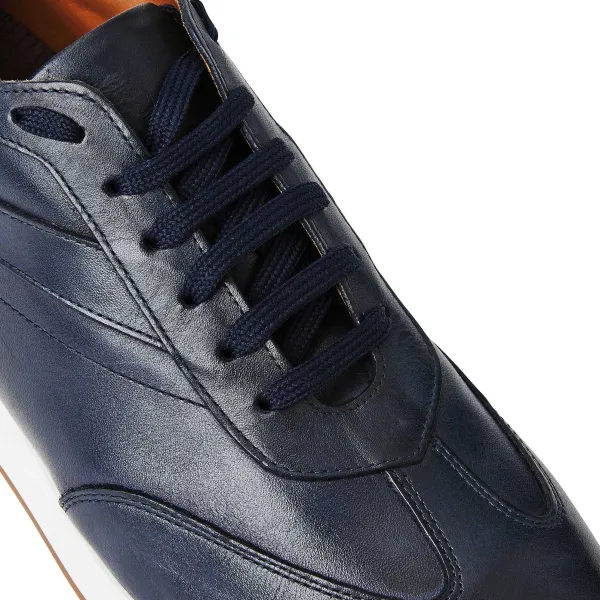 Bruno Magli Duccio Mid Leather Jogger Sneaker Navy New