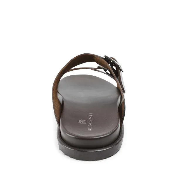 Bruno Magli Erasmo Double-Buckle Sandal Dark Brown