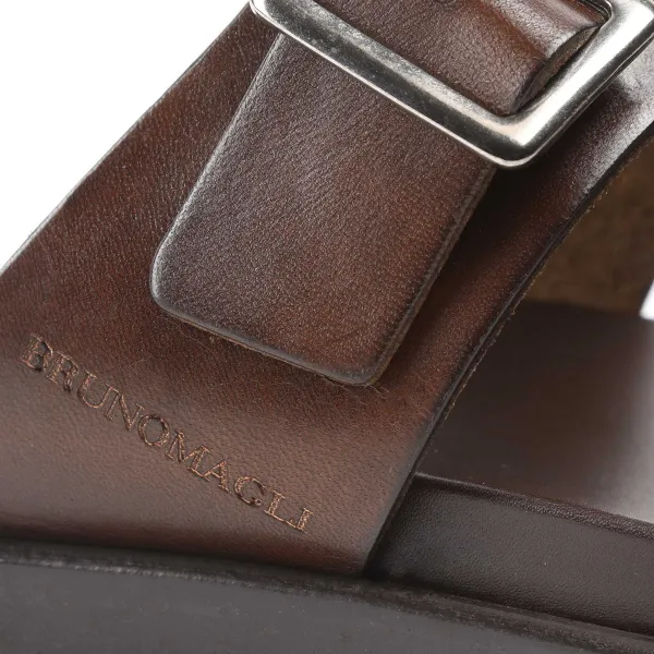 Bruno Magli Erasmo Double-Buckle Sandal Dark Brown