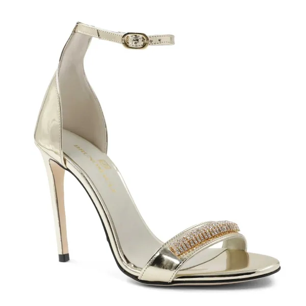 Bruno Magli Estelle Embellished Open-Toe Heel Gold Best