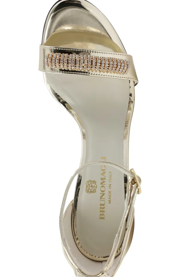 Bruno Magli Estelle Embellished Open-Toe Heel Gold Best