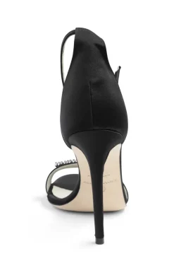 Bruno Magli Estelle Embellished Open-Toe Heel Black Satin Best