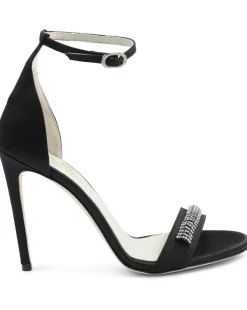 Bruno Magli Estelle Embellished Open-Toe Heel Black Satin Best