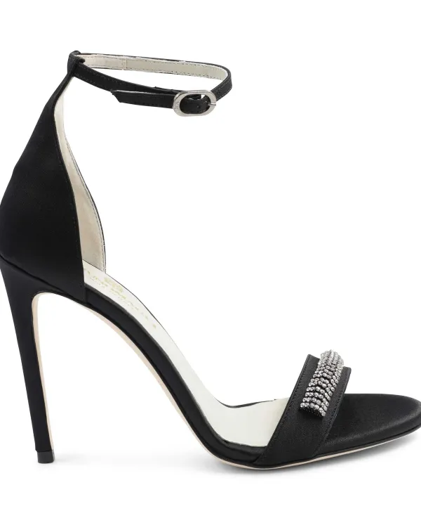 Bruno Magli Estelle Embellished Open-Toe Heel Black Satin Best