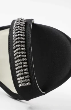 Bruno Magli Estelle Embellished Open-Toe Heel Black Satin Best
