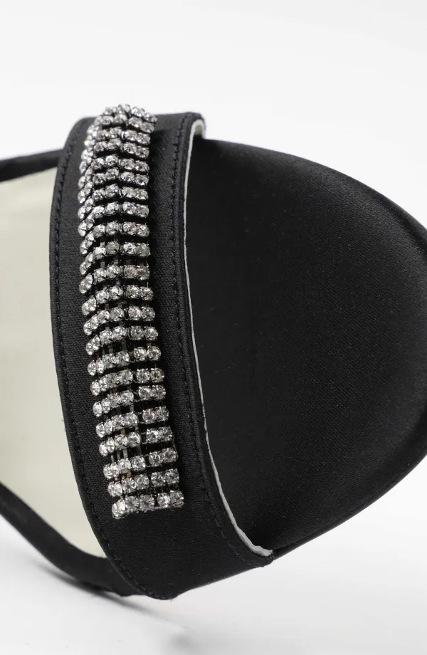 Bruno Magli Estelle Embellished Open-Toe Heel Black Satin Best