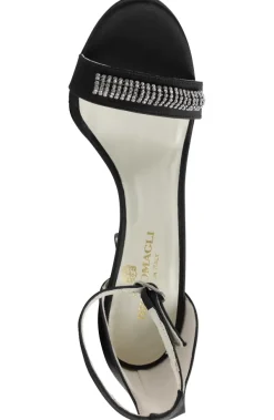 Bruno Magli Estelle Embellished Open-Toe Heel Black Satin Best