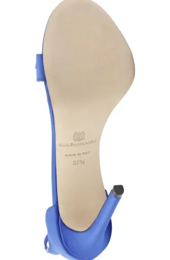 Bruno Magli Estelle Embellished Open-Toe Heel Blue Satin Best