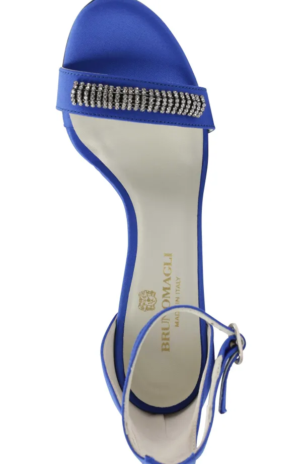 Bruno Magli Estelle Embellished Open-Toe Heel Blue Satin Best