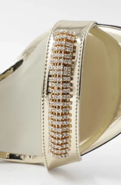 Bruno Magli Estelle Embellished Open-Toe Heel Gold Outlet