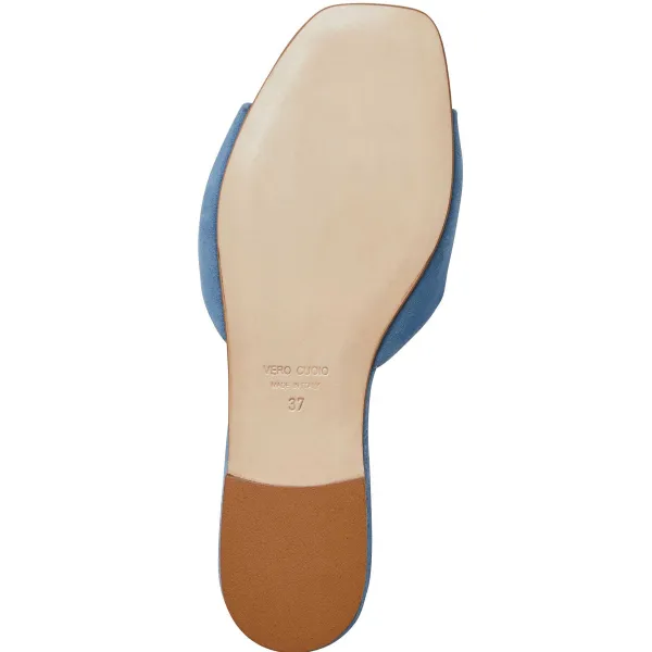 Bruno Magli Fabia Single Banded Slide Light Blue Suede Outlet