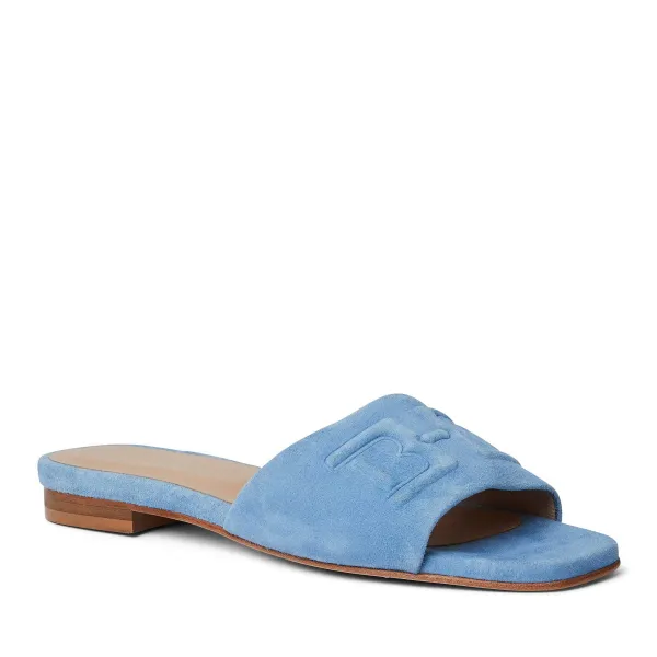 Bruno Magli Fabia Single Banded Slide Light Blue Suede Outlet