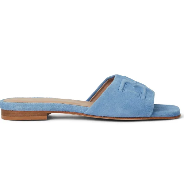 Bruno Magli Fabia Single Banded Slide Light Blue Suede Outlet