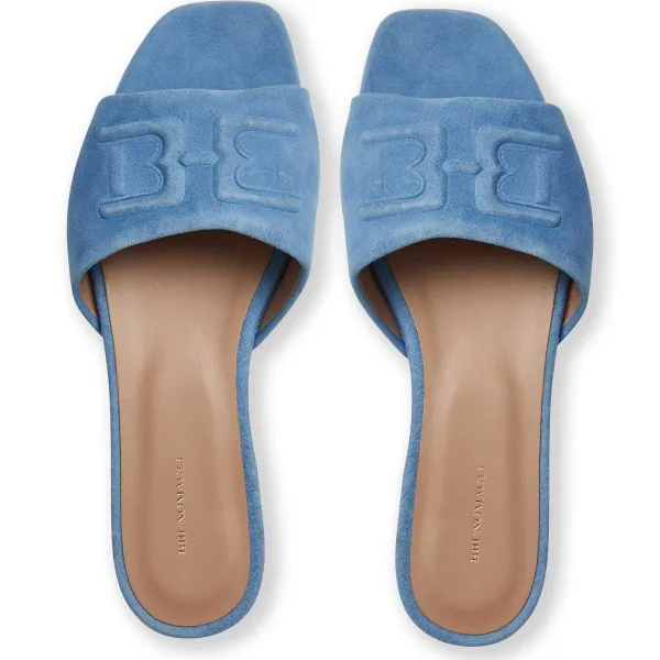 Bruno Magli Fabia Single Banded Slide Light Blue Suede Outlet