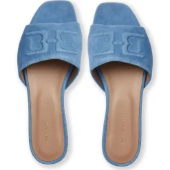 Bruno Magli Fabia Single Banded Slide Light Blue Suede Discount