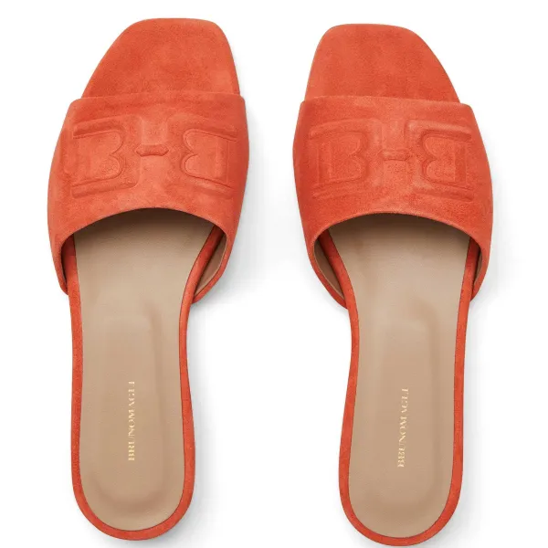 Bruno Magli Fabia Single Banded Slide Orange Suede